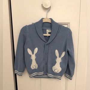 Janie and Jack Baby Boy Bunny Cardigan - 12-18 months